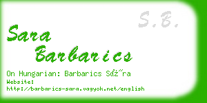 sara barbarics business card